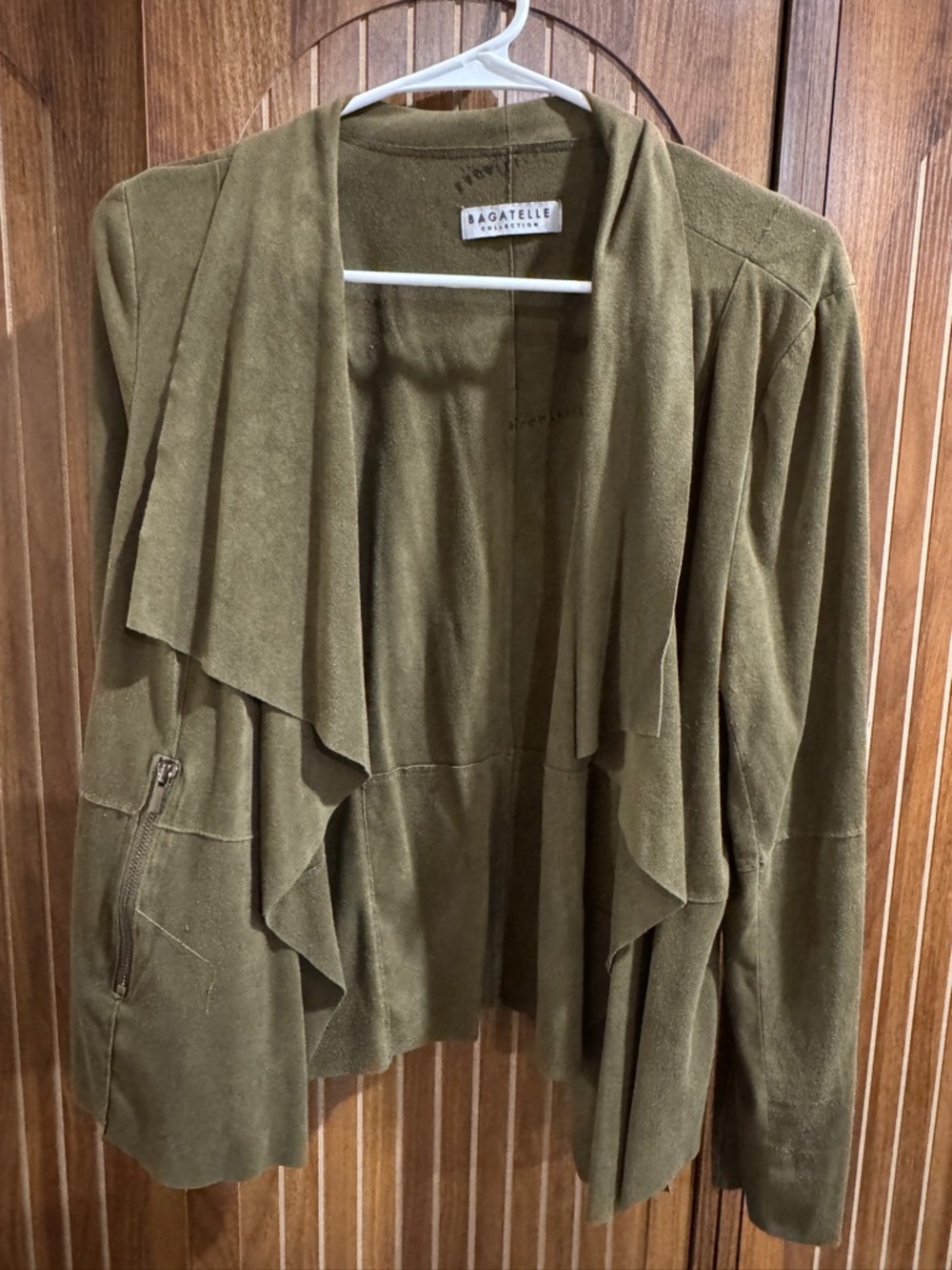 Bagatelle Olive Green Suede-Look Jacket